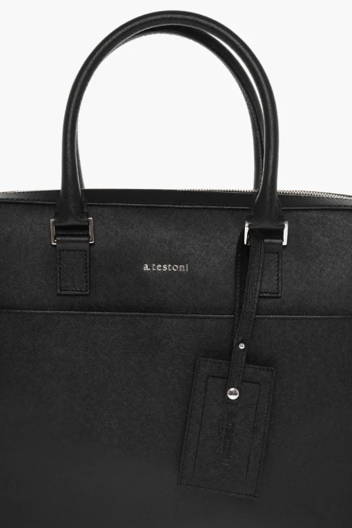 Borsa in Pelle Saffiano con Doppio Manico>Testoni Best