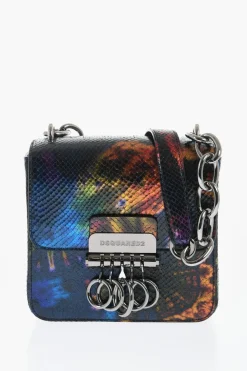 Borsa in Pelle Stampata Effetto Serpente con Dettaglio Metallico>Dsquared2 Outlet