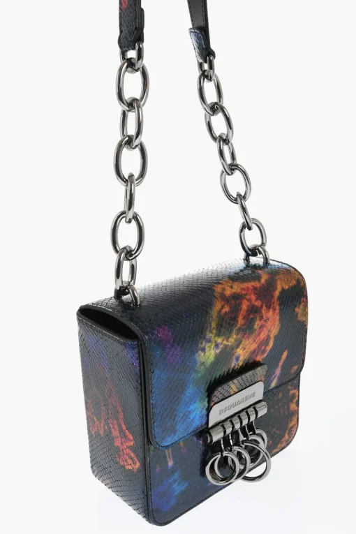 Borsa in Pelle Stampata Effetto Serpente con Dettaglio Metallico>Dsquared2 Outlet