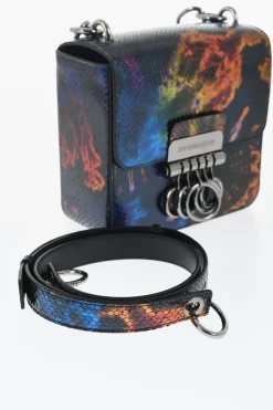 Borsa in Pelle Stampata Effetto Serpente con Dettaglio Metallico></noscript>Dsquared2 Outlet
