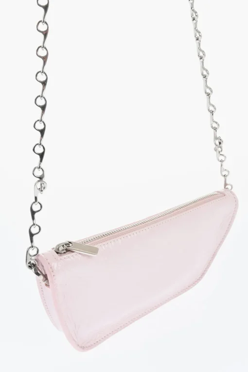 Clearance Borsa MICRO SHIELD SLING in Pelle Lucida con Tracolla a Catena Donna Borse A Spalla