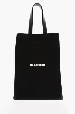 Borsa Shopper in Tela con Manici in Pelle>Jil Sander Clearance