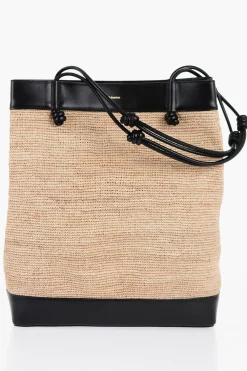 Borsa Shopping BASE in Rafia con Bordi in Pelle>Jil Sander New