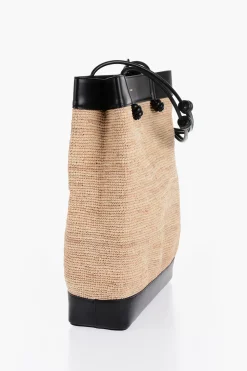 Borsa Shopping BASE in Rafia con Bordi in Pelle>Jil Sander New