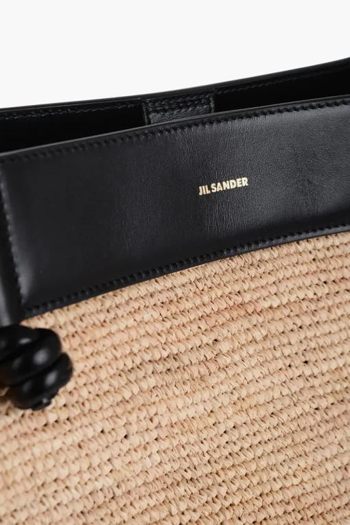 Borsa Shopping BASE in Rafia con Bordi in Pelle>Jil Sander New