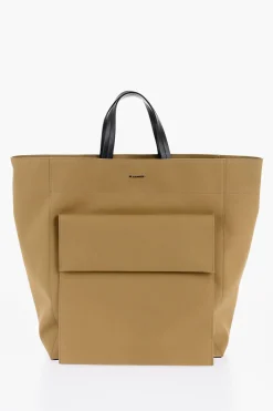 Borsa Shopping in Tela con Tasca Esterna>Jil Sander Best