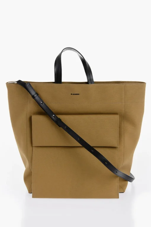 Borsa Shopping in Tela con Tasca Esterna>Jil Sander Best