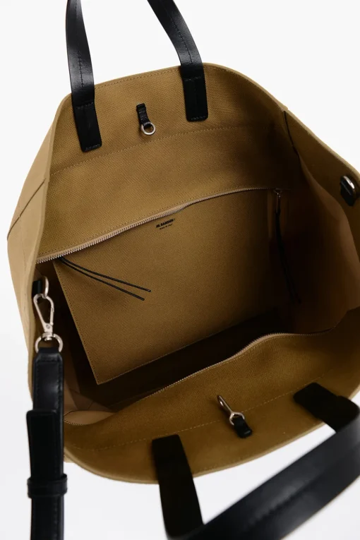 Borsa Shopping in Tela con Tasca Esterna>Jil Sander Best