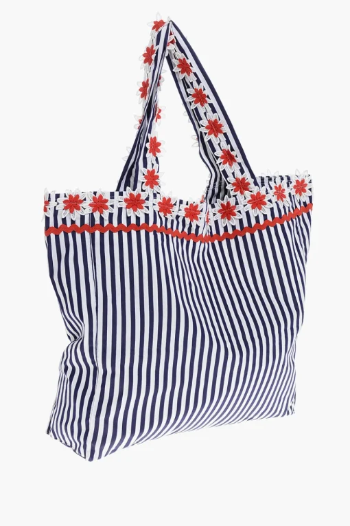 Borsa Tote BIGBAG in Canvas a Righe Awning>Flora Sardalos Fashion