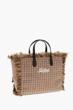 Online Borsa Tote COLETTE con Motivo Pied de Poule Donna Borse A Mano
