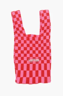 Hot Borsa Tote in Maglia a Quadri con Tracolla in Pelle Vegan Donna Borse A Mano