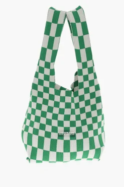 New Borsa Tote in Maglia a Quadri Bicolore Donna Borse A Spalla