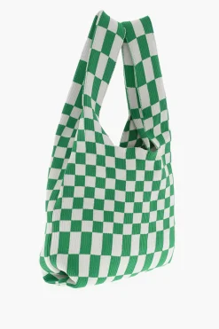 New Borsa Tote in Maglia a Quadri Bicolore Donna Borse A Spalla