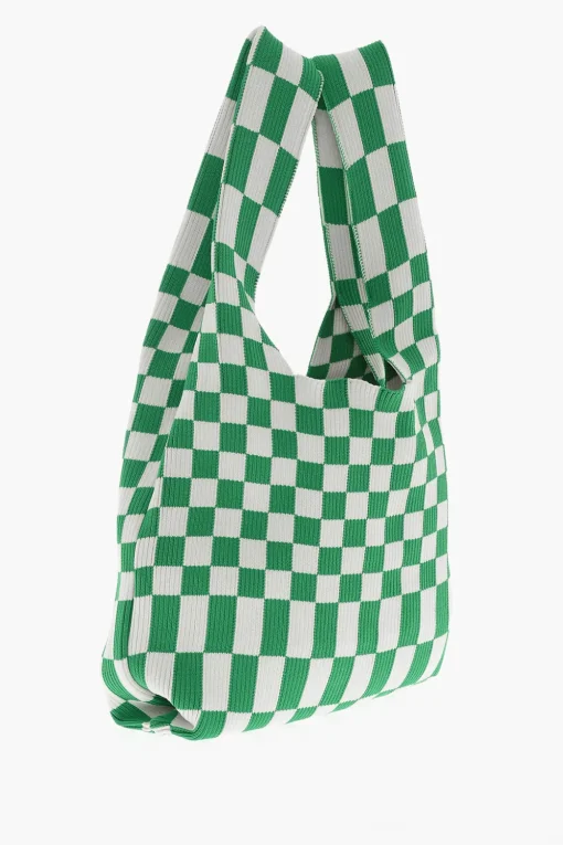 New Borsa Tote in Maglia a Quadri Bicolore Donna Borse A Spalla