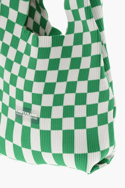 New Borsa Tote in Maglia a Quadri Bicolore Donna Borse A Spalla