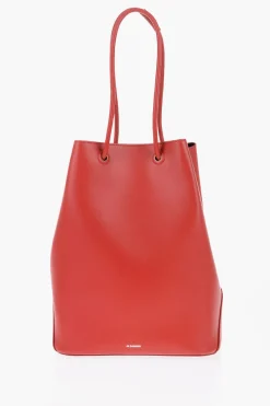 Borsa Tote in Pelle con Tasche Interne Formato Card>Jil Sander Outlet