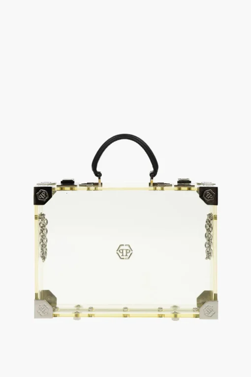borsetta rigida trasparente con tracolla removibile>Philipp Plein New