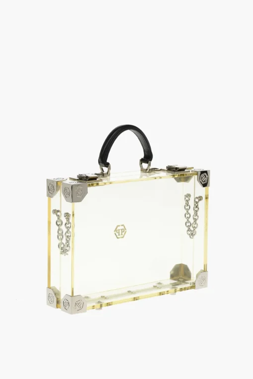 borsetta rigida trasparente con tracolla removibile>Philipp Plein New