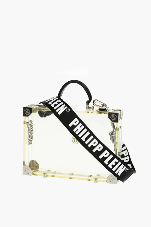 borsetta rigida trasparente con tracolla removibile>Philipp Plein New
