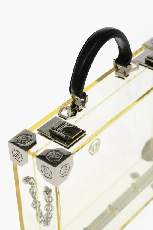 borsetta rigida trasparente con tracolla removibile>Philipp Plein New