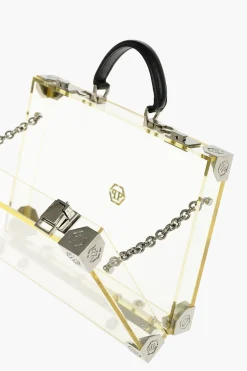 borsetta rigida trasparente con tracolla removibile></noscript>Philipp Plein New