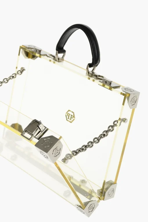 borsetta rigida trasparente con tracolla removibile>Philipp Plein New