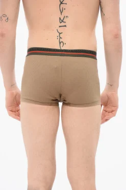 Boxer In Cotone A Costine Con Banda Logata>Dsquared2 Fashion
