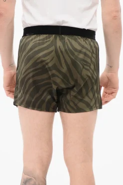 Boxer in Satin di Seta Animalier con Dettaglio in Velour>Tom Ford Outlet