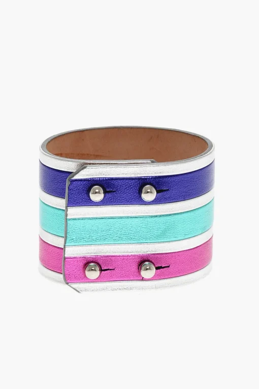 Hot Bracciale a Fascia in Pelle Metallizzata Donna Gioielli