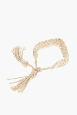 Outlet Bracciale in Cotone Macramè a Tinta Unita con Logo in Rafia Donna Gioielli