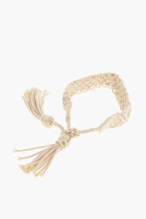 Outlet Bracciale in Cotone Macramè a Tinta Unita con Logo in Rafia Donna Gioielli