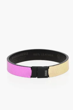Clearance Bracciale in Pelle con Dettagli Metallizzati Donna Gioielli