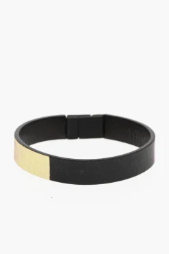 Clearance Bracciale in Pelle con Dettagli Metallizzati Donna Gioielli