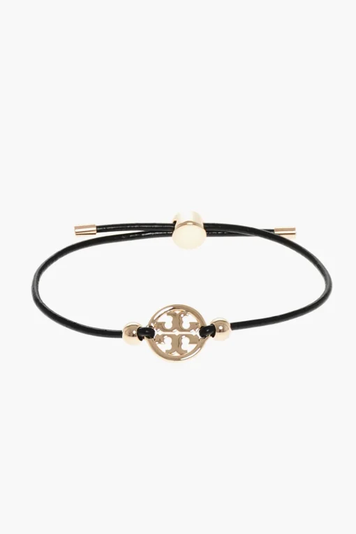 Hot Bracciale Regolabile in Cuoio MILLER con Charm Logato Donna Gioielli