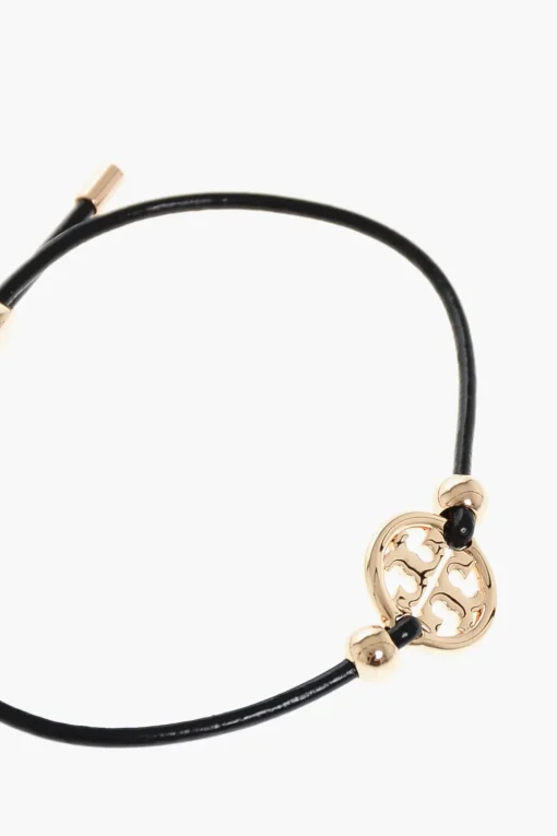 Hot Bracciale Regolabile in Cuoio MILLER con Charm Logato Donna Gioielli