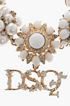 Braccialetto a Catena con Charm a Forma di Fiori in Strass>Dsquared2 Sale