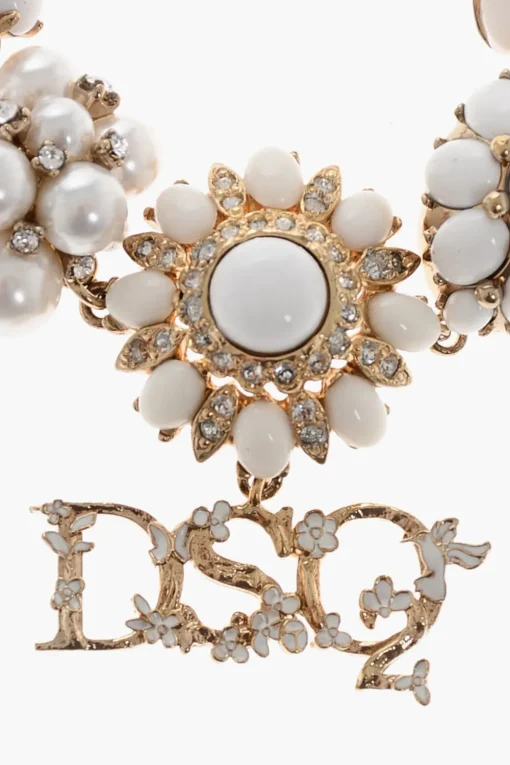 Braccialetto a Catena con Charm a Forma di Fiori in Strass>Dsquared2 Sale