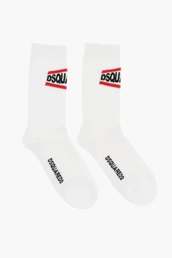 Calzini Lunghi a Coste con Dettaglio a Contrasto>Dsquared2 New