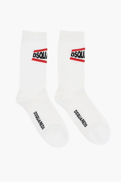 Calzini Lunghi a Coste con Dettaglio a Contrasto>Dsquared2 New