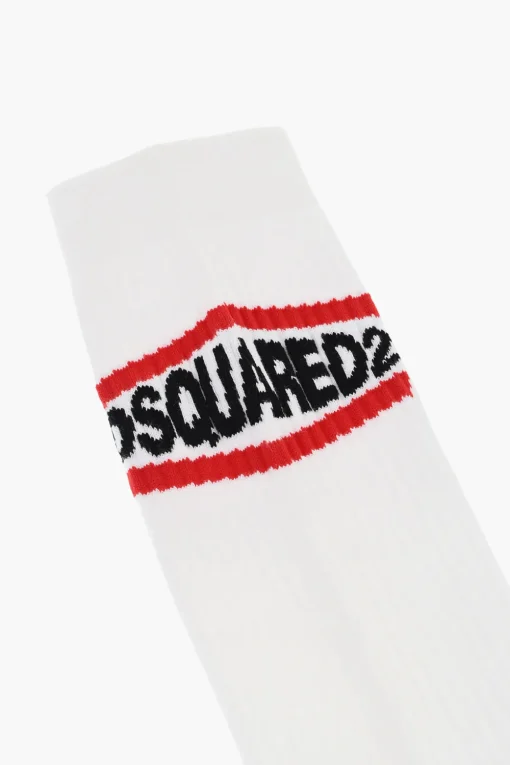 Calzini Lunghi a Coste con Dettaglio a Contrasto>Dsquared2 New