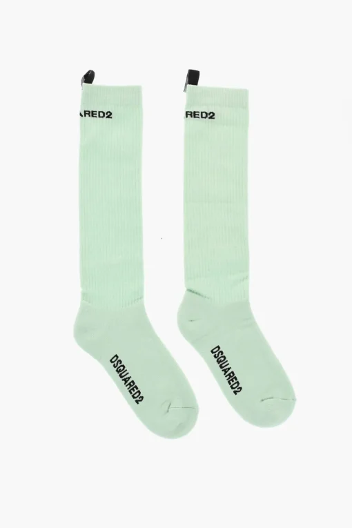 Clearance Calzini Lunghi a Costine con Logo a Contrasto Uomo Intimo