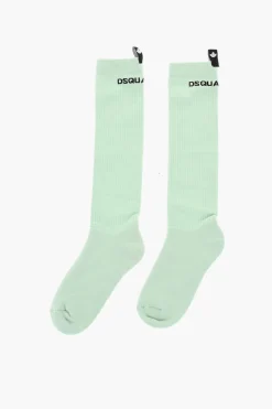 Clearance Calzini Lunghi a Costine con Logo a Contrasto Uomo Intimo