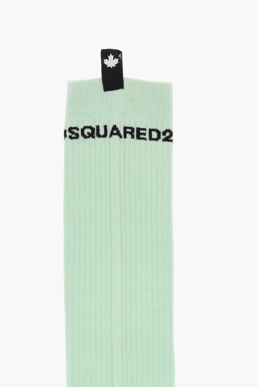 Clearance Calzini Lunghi a Costine con Logo a Contrasto Uomo Intimo