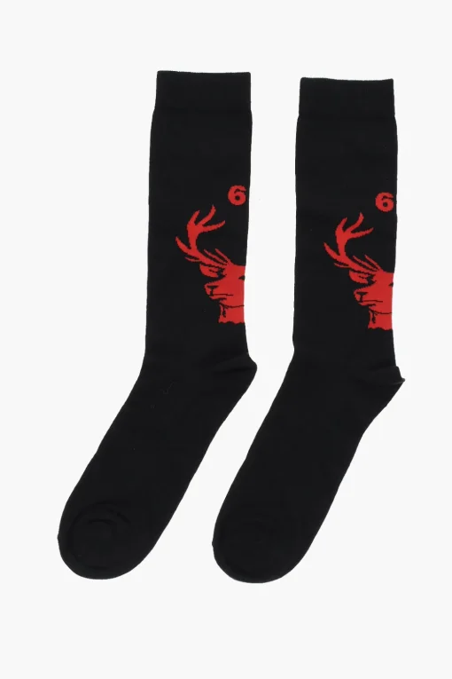 Discount Calzini Lunghi in Cotone con ricamo a contrasto Uomo Intimo