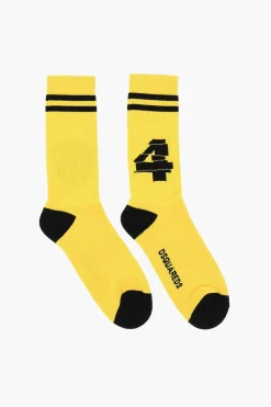 Calzini Lunghi in Misto Cotone con Dettagli a Contrasto>Dsquared2 New