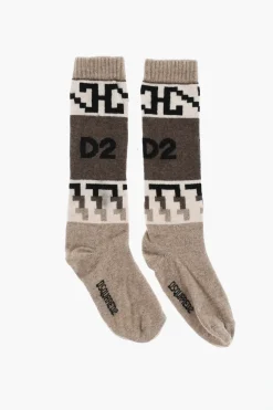 Calzini Lunghi in Misto Lana con Dettagli a Contrasto>Dsquared2 Clearance