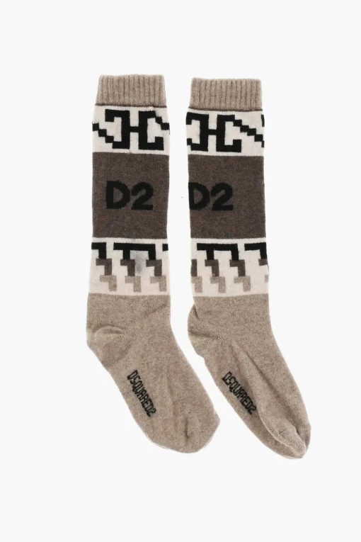 Calzini Lunghi in Misto Lana con Dettagli a Contrasto>Dsquared2 Clearance