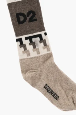 Calzini Lunghi in Misto Lana con Dettagli a Contrasto>Dsquared2 Clearance
