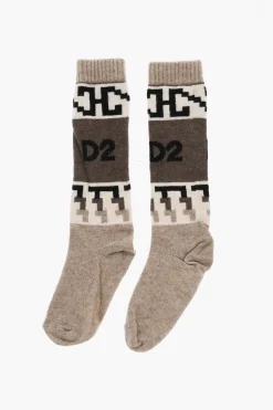 Calzini Lunghi in Misto Lana con Dettagli a Contrasto></noscript>Dsquared2 Clearance