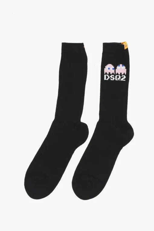 Calzini lunghi PAC-MAN in cotone e Nylon con Dettaglio a Costine>Dsquared2 Sale